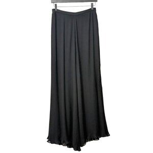 Samuel Dong Pleated Wide Leg Palazzo Pants Black Sheer Lined Evening Fun Size S